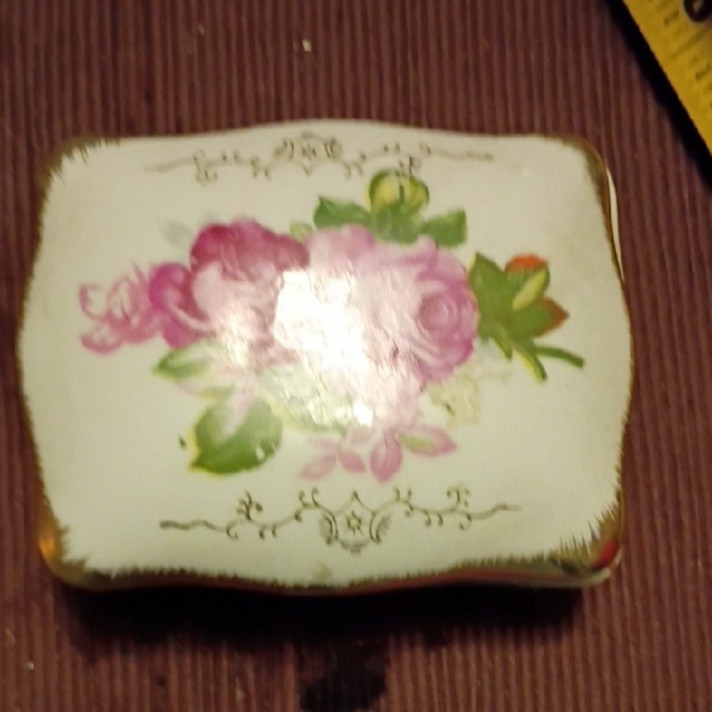 Floral Jewelry Box with Gold Accents